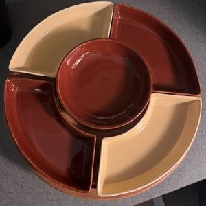 Vintage 1960s LG printed yellow and brown lazy Susan